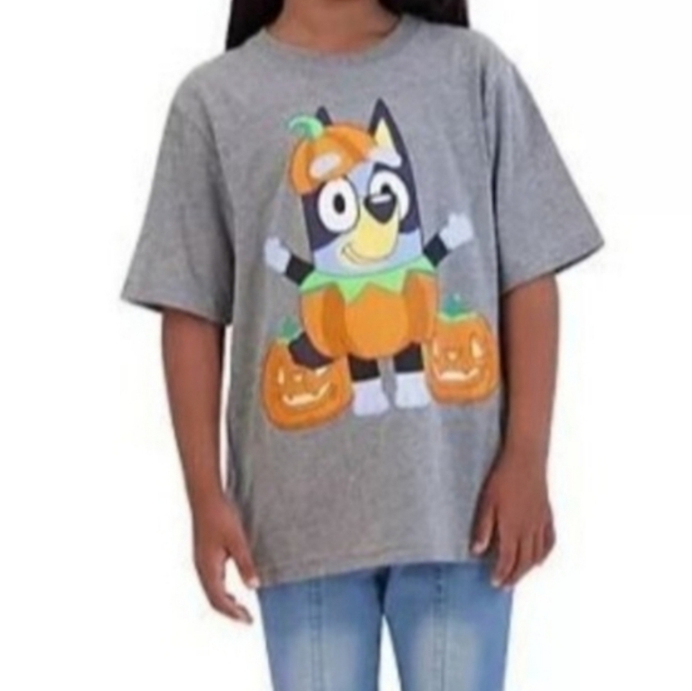 Bluey Unisex Pumpkin Halloween T-Shirt Gray 8